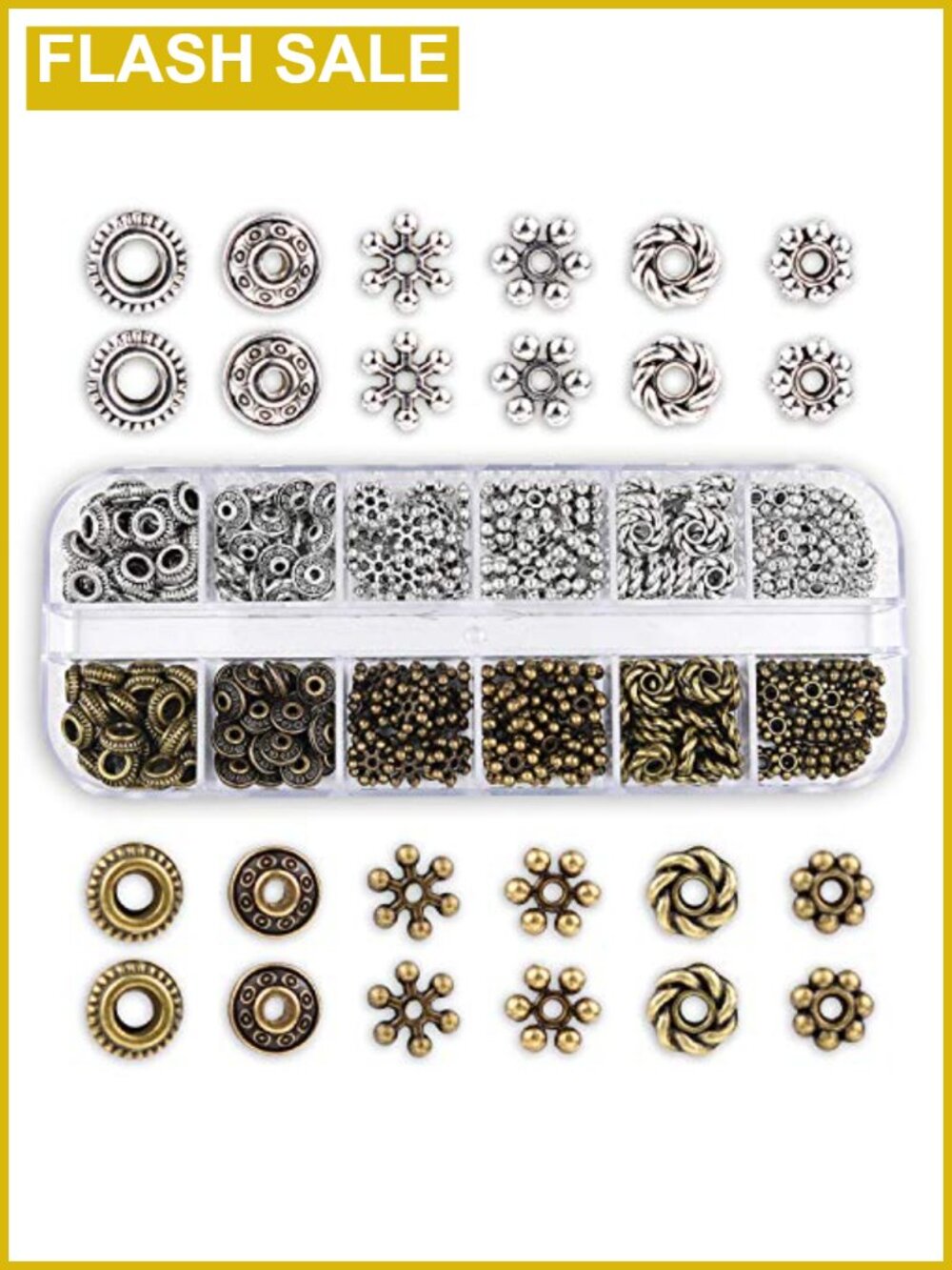 300pcs Tibetan Spacer Beads Antique Bronze Silver, Zinc Alloy Metal for Jewelry